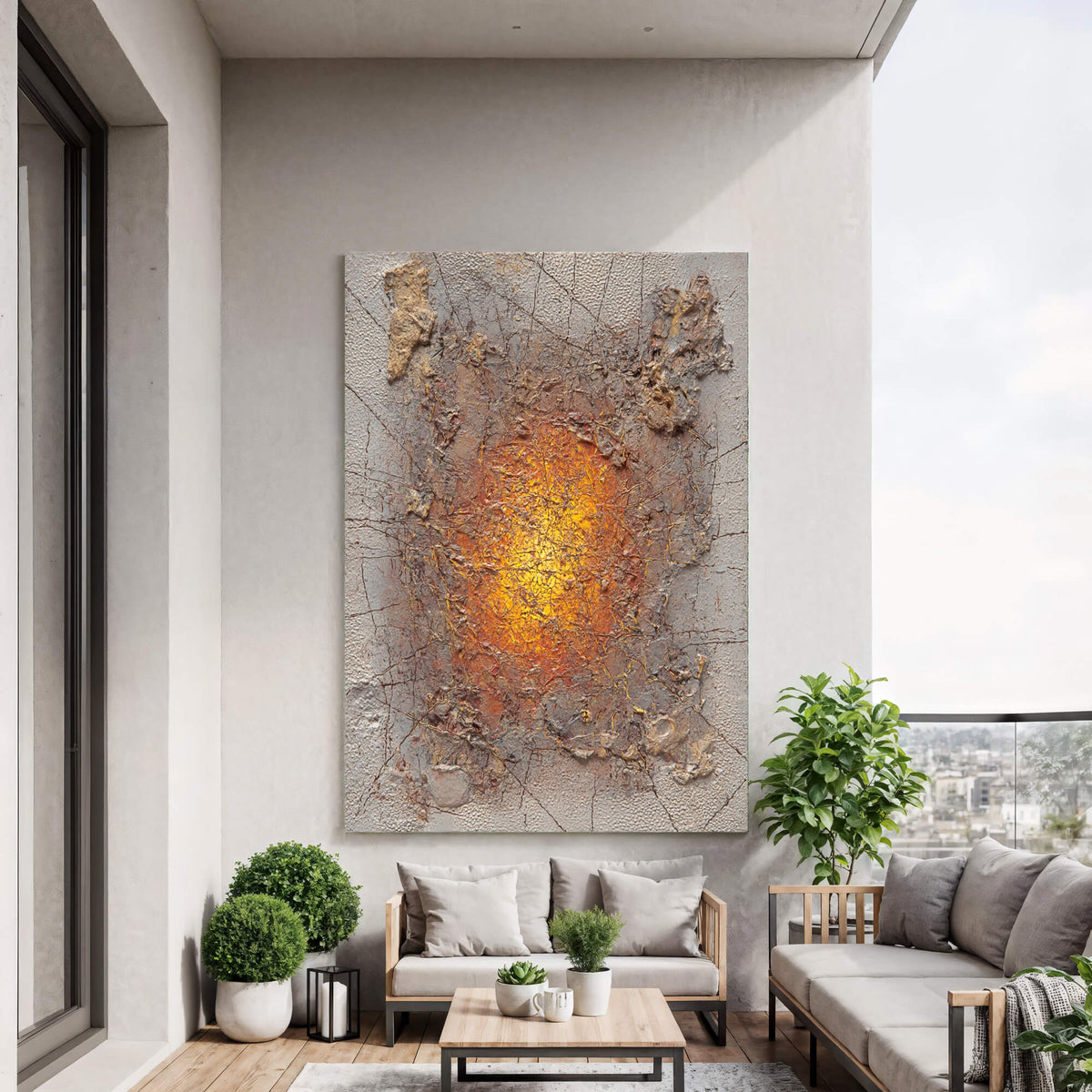 Wabi-Sabi Art | Cracked Amber Burst