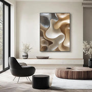 3D-Textured Art | Neutral Curved Relief