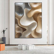 3D-Textured Art | Neutral Curved Relief