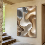 3D-Textured Art | Neutral Curved Relief
