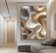 3D-Textured Art | Neutral Curved Relief