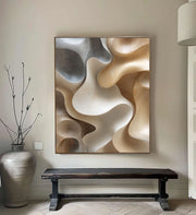 3D-Textured Art | Neutral Curved Relief