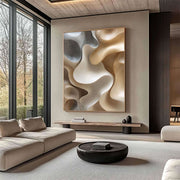 3D-Textured Art | Neutral Curved Relief
