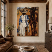 Vintage Americana Art | Pastoral Bull Scene