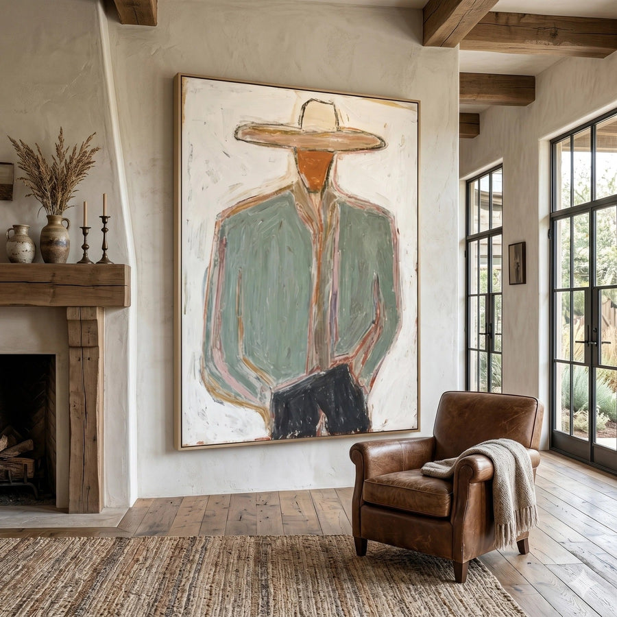 Vintage Americana Art | Minimal Cowboy Figure