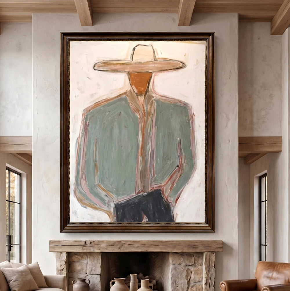 Vintage Americana Art | Minimal Cowboy Figure