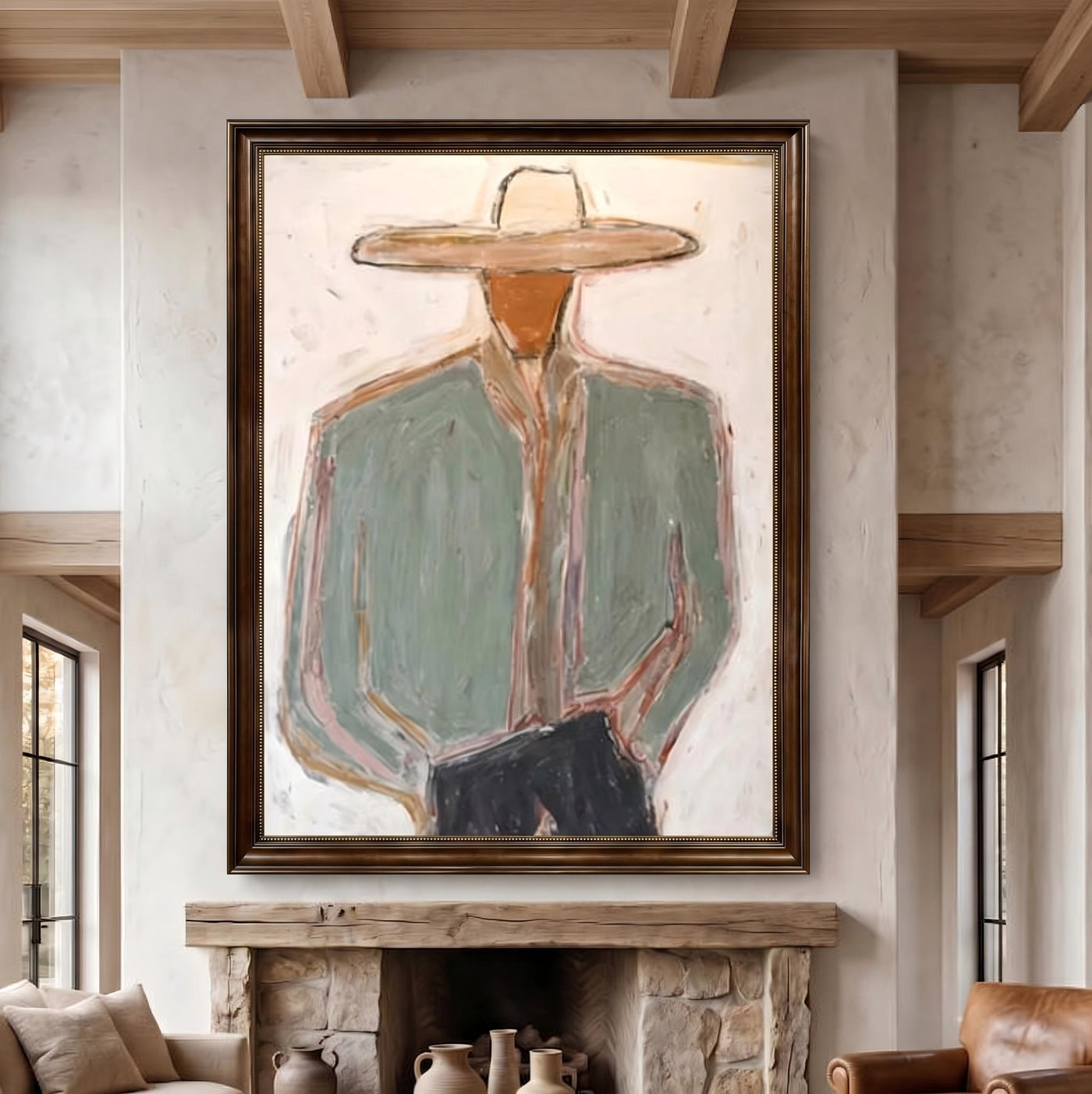 Vintage Americana Art | Minimal Cowboy Figure