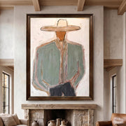 Vintage Americana Art | Minimal Cowboy Figure