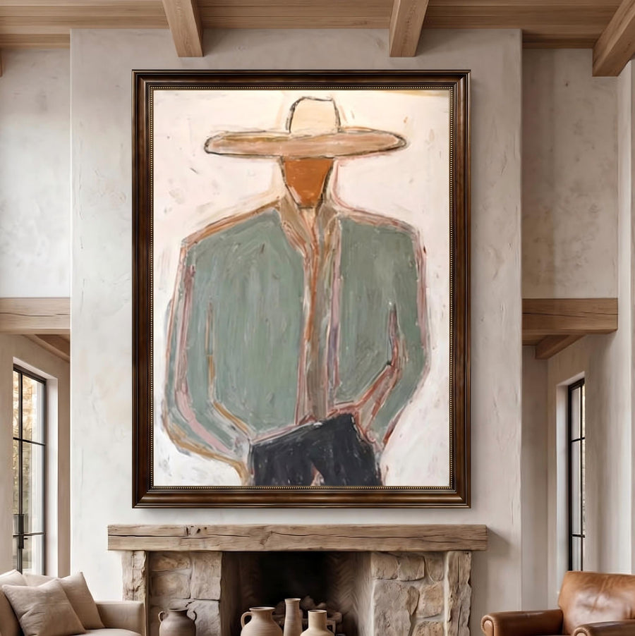 Vintage Americana Art | Minimal Cowboy Figure