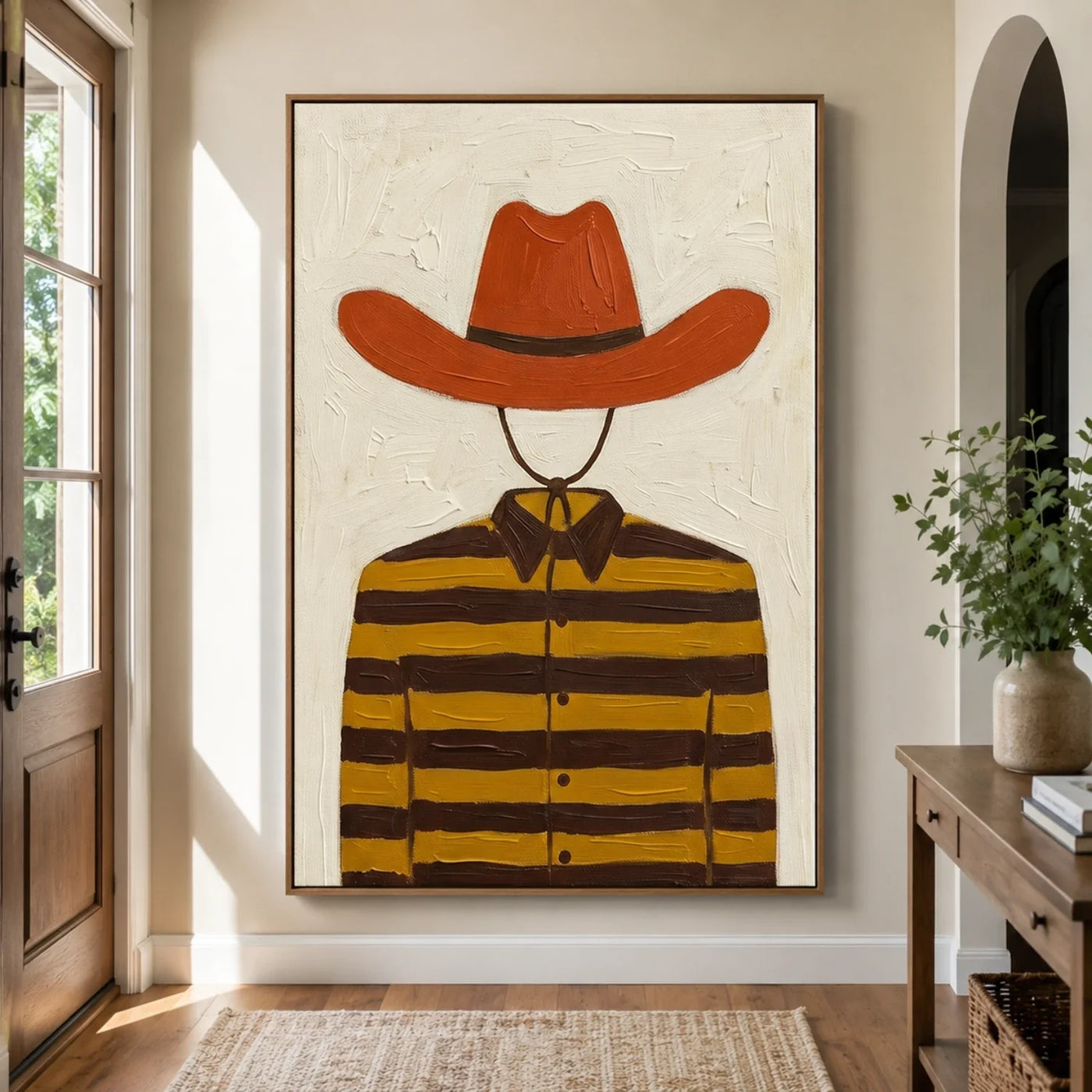Vintage Americana Art | Striped Cowboy