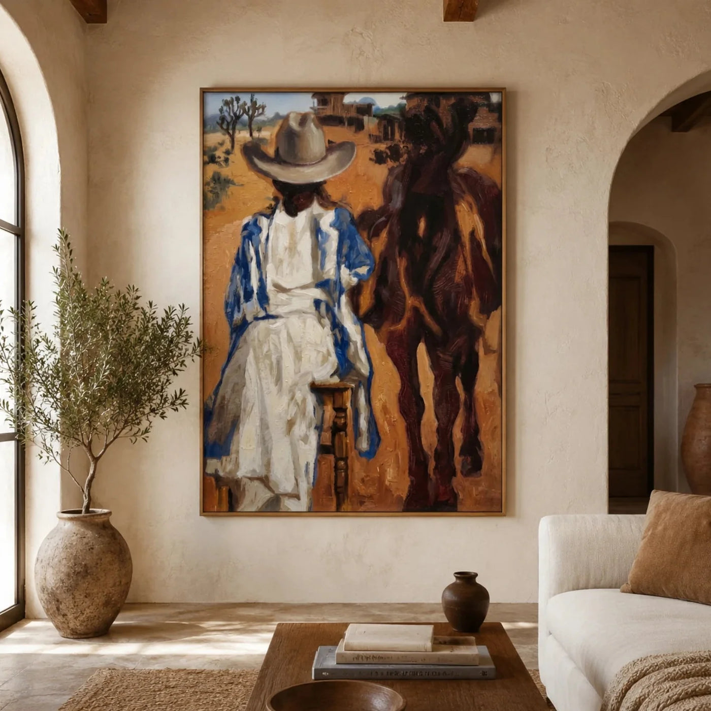 Vintage Americana Art | Pastoral Bull Scene