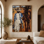 Vintage Americana Art | Pastoral Bull Scene