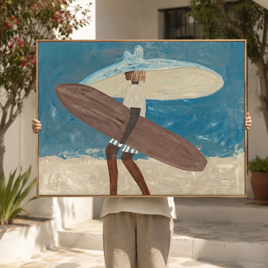 Vintage Americana Art | Twin Board Surfer