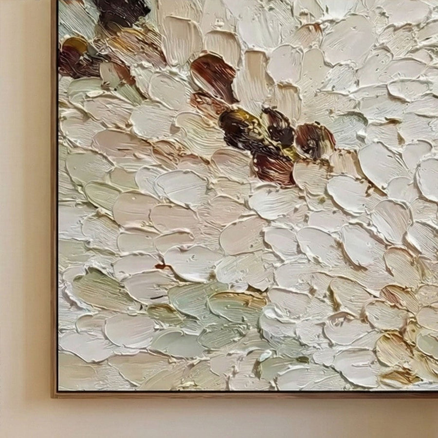 3D textured Art | Ivory Petal Drift
