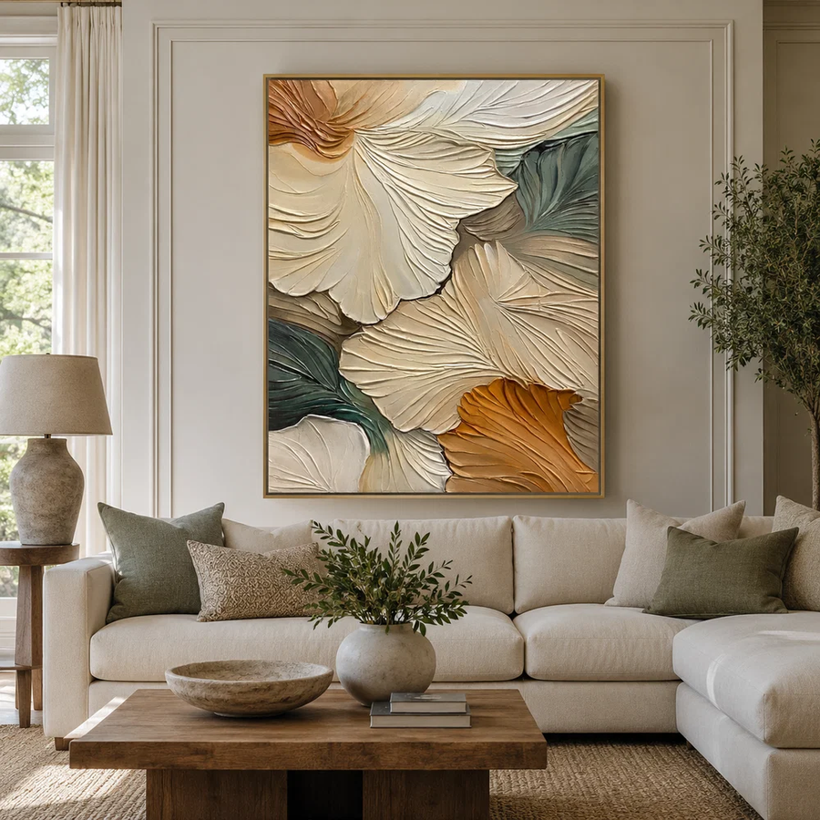 3D-Textured Art｜Abstract Ginkgo Leaf