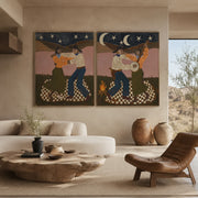 Vintage Americana Art | Starry Campfire Duet