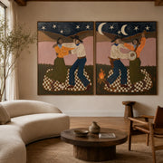 Vintage Americana Art | Starry Campfire Duet