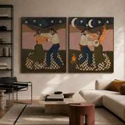 Vintage Americana Art | Starry Campfire Duet