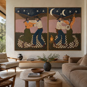 Vintage Americana Art | Starry Campfire Duet