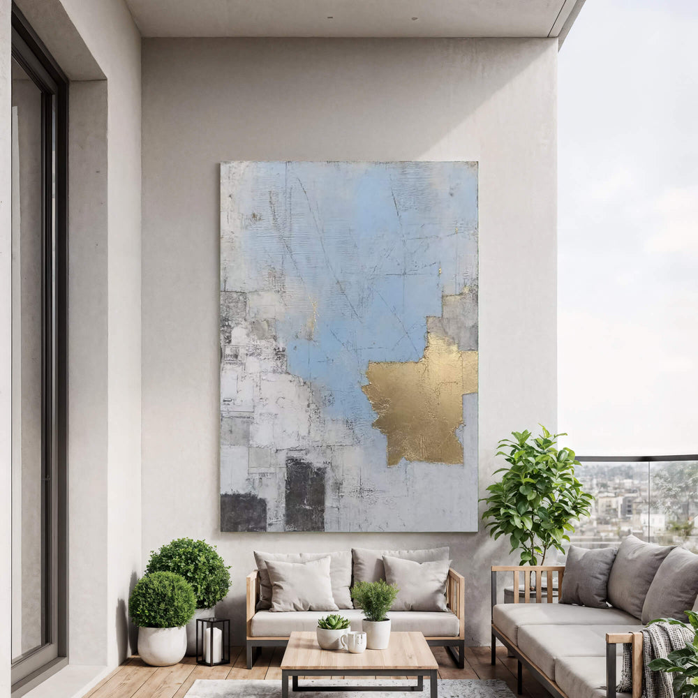 Contemporary Luxe Art | Gilded Blue Collage