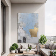 Contemporary Luxe Art | Gilded Blue Collage