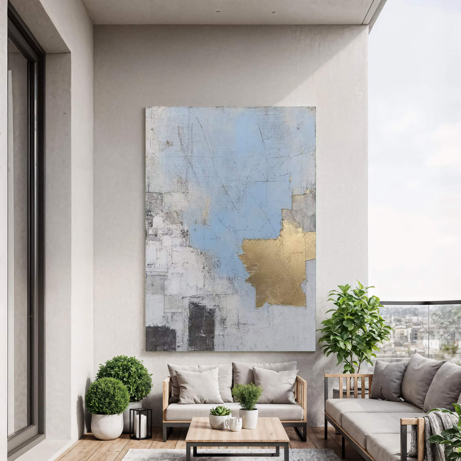 Contemporary Luxe Art | Gilded Blue Collage