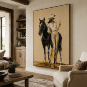 Vintage Americana Art | Wine & Horse Cowgirl