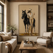 Vintage Americana Art | Wine & Horse Cowgirl