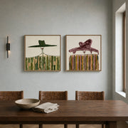 Vintage Americana Art | Duo Wide Hat Striped Ladies