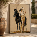 Vintage Americana Art | Wine & Horse Cowgirl