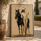 Vintage Americana Art | Wine & Horse Cowgirl