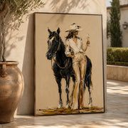 Vintage Americana Art | Wine & Horse Cowgirl