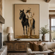 Vintage Americana Art | Wine & Horse Cowgirl