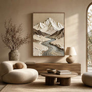Wabi‑Sabi Art｜Thick Impasto Mountain Valley Canvas Print