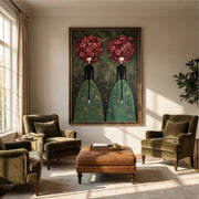 Surreal Art | Crimson Floral Sisters