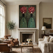 Surreal Art | Crimson Floral Sisters