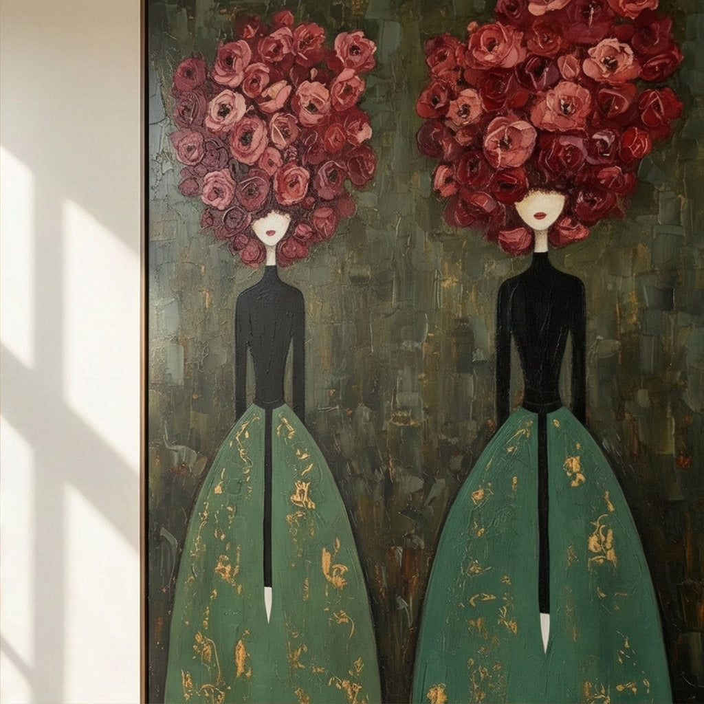 Surreal Art | Crimson Floral Sisters