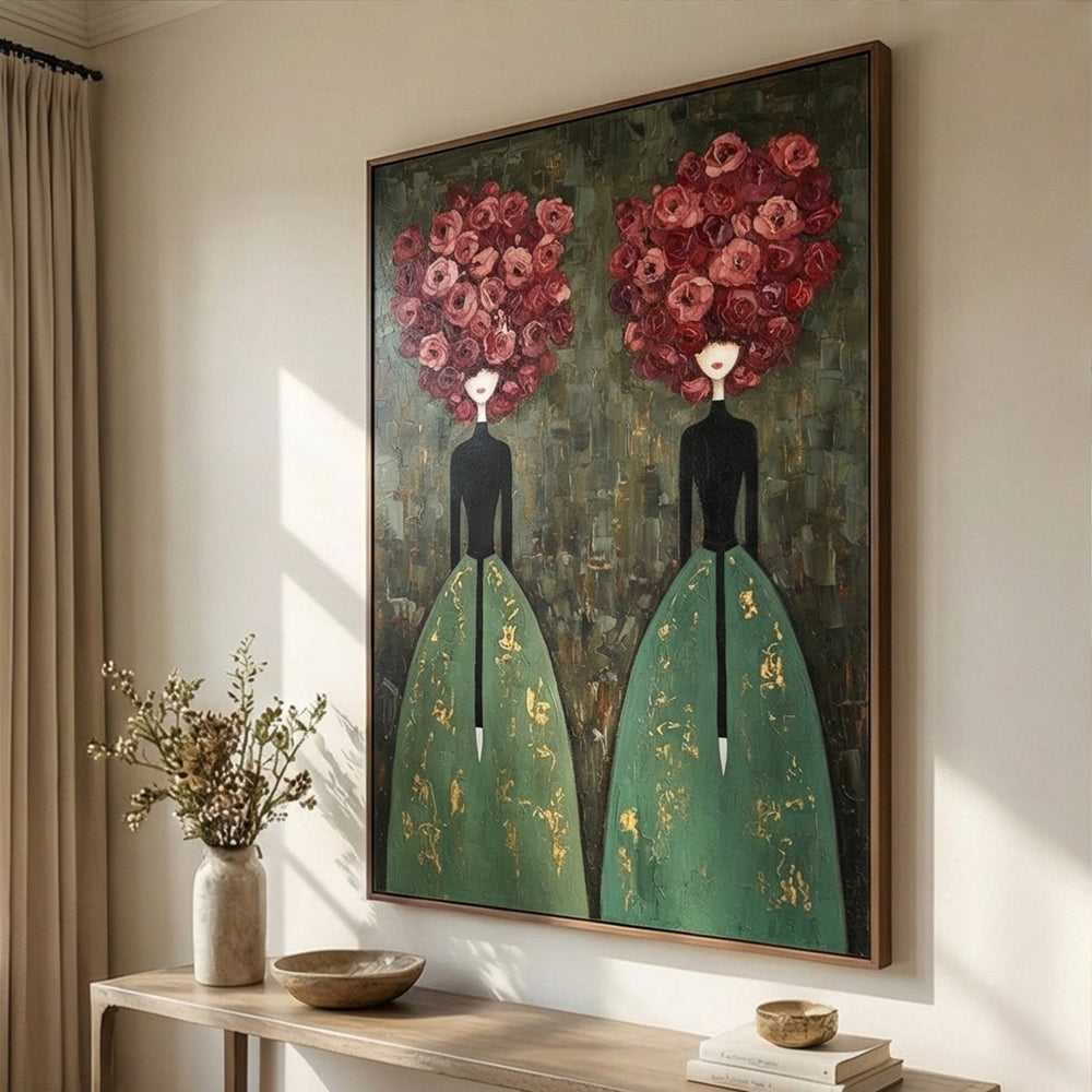 Surreal Art | Crimson Floral Sisters