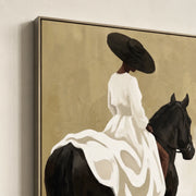 Vintage Americana Art | White Gown Horse Rider
