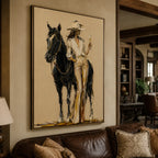 Vintage Americana Art | Wine & Horse Cowgirl