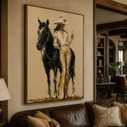 Vintage Americana Art | Wine & Horse Cowgirl