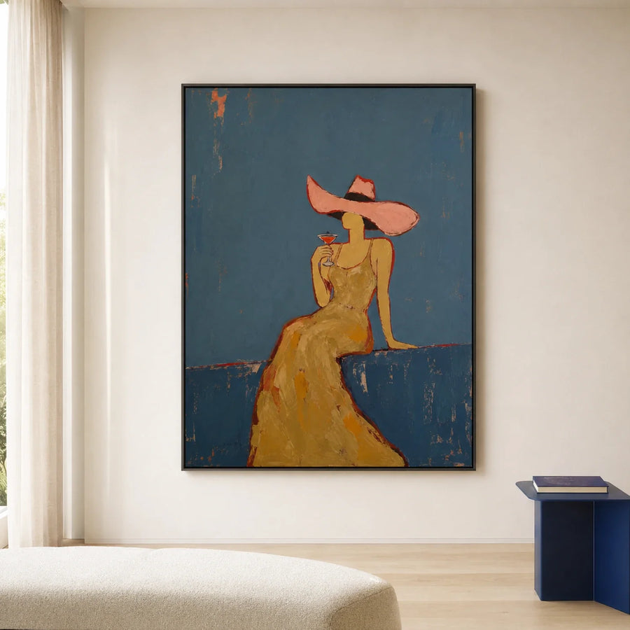 Vintage Americana Art | Azure Hour With Cocktail