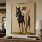 Vintage Americana Art | Wine & Horse Cowgirl
