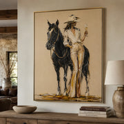 Vintage Americana Art | Wine & Horse Cowgirl