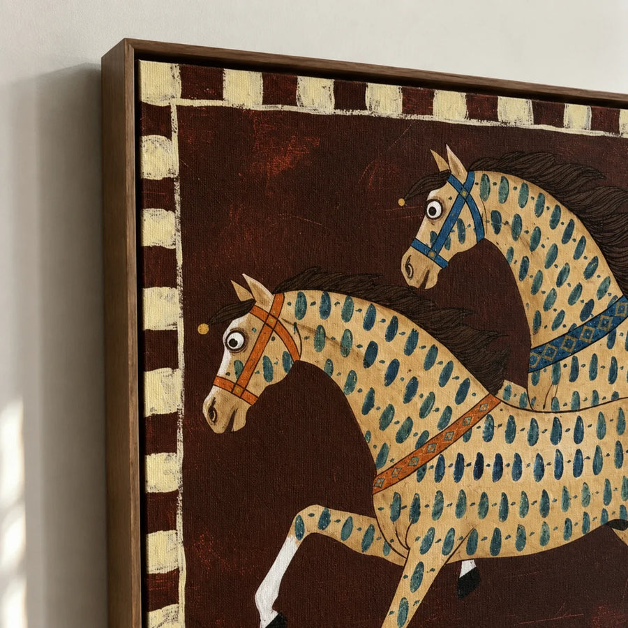 Vintage Americana Art | Two Painted Horses