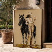 Vintage Americana Art | Wine & Horse Cowgirl