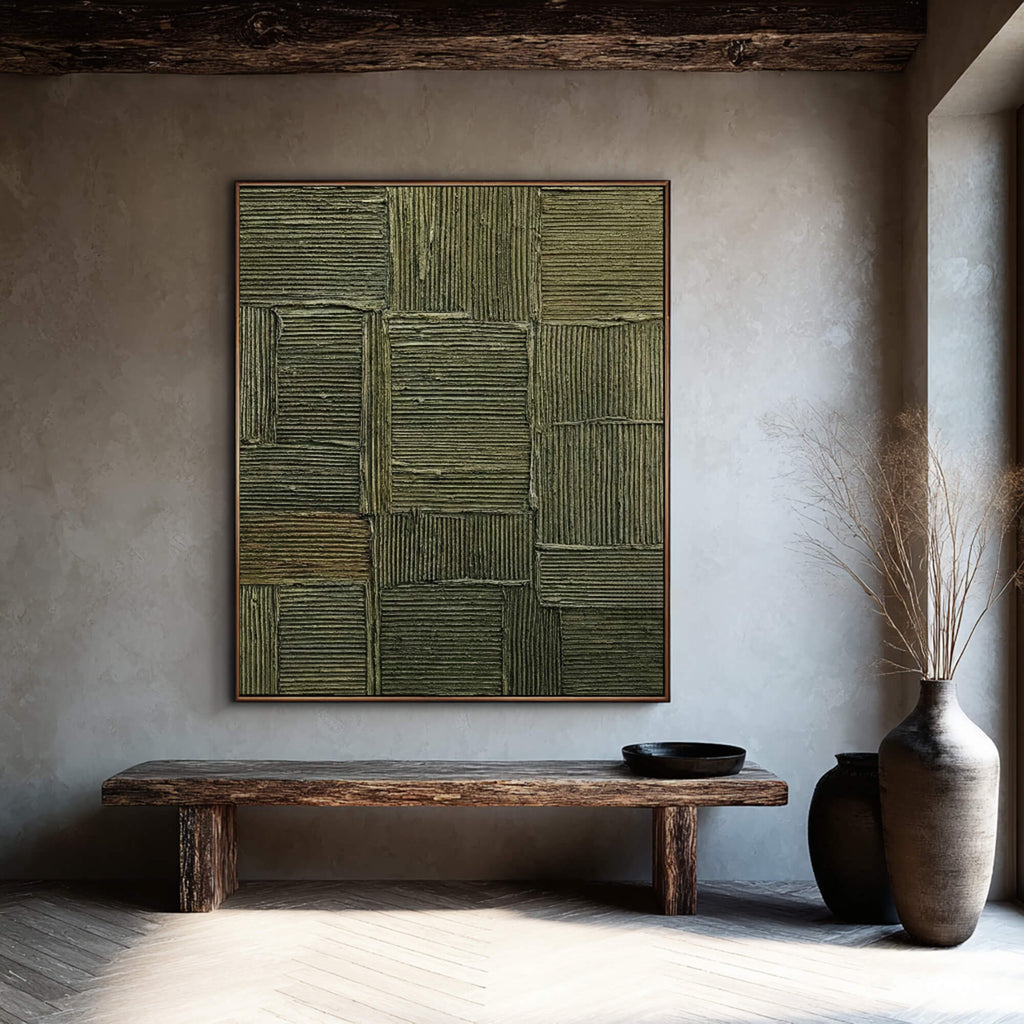 3D textured Art | Emerald Patchwork