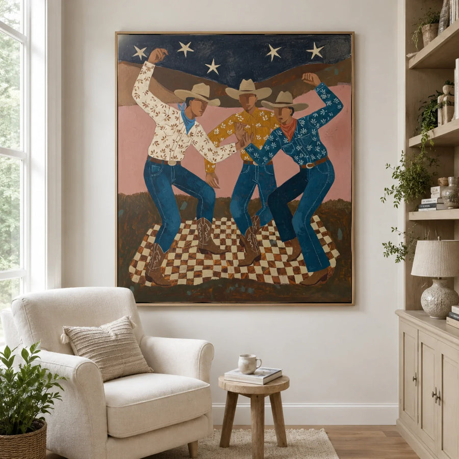 Vintage Americana Art | Cowboy Trio