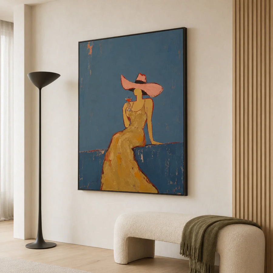 Vintage Americana Art | Azure Hour With Cocktail