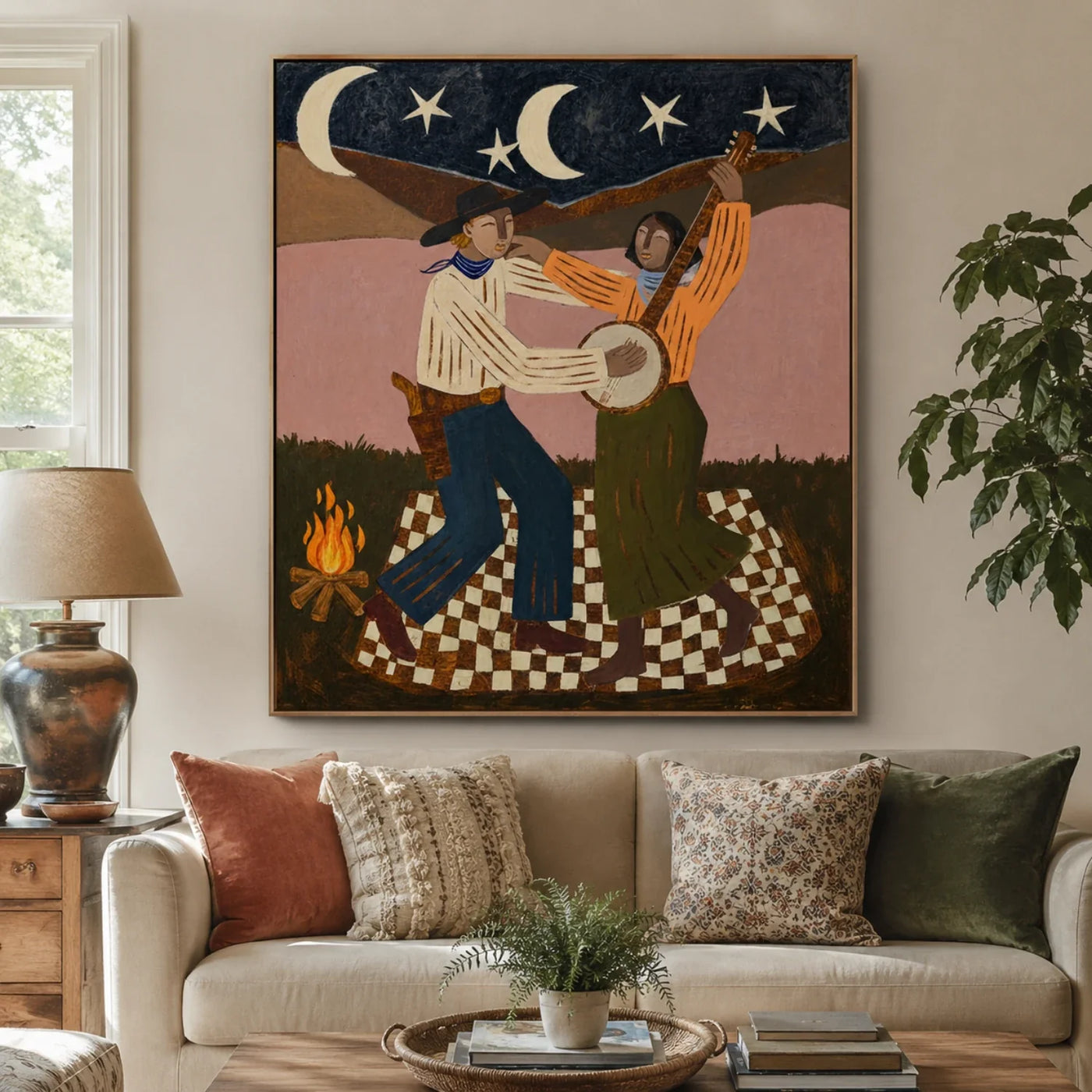 Vintage Americana Art | Campfire Dance